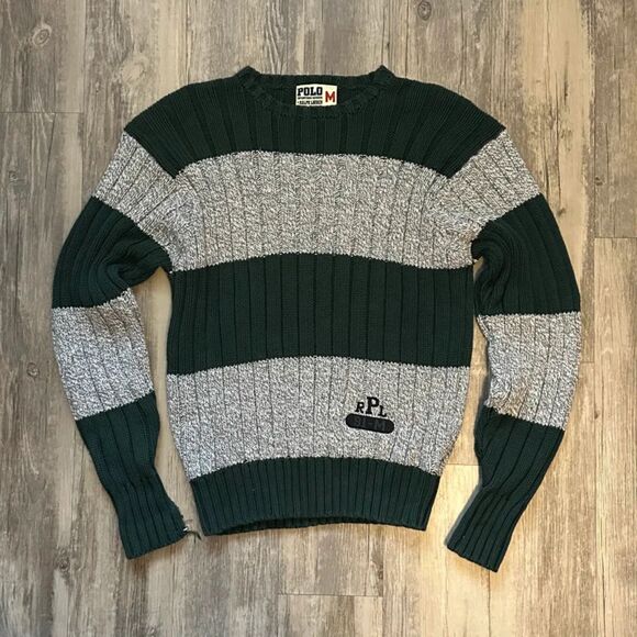 Vintage 90s Polo Ralph Lauren Sporting Goods Knit Sweater Size M PRL 91-M